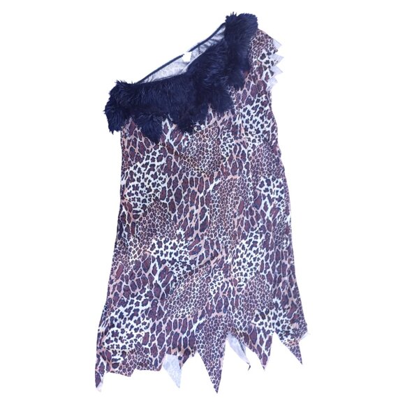 Caveman Costume Men Size Medium 36-42 (Tunic, Wig, Club, Shoe Covers) Halloween - Picture 2 of 14